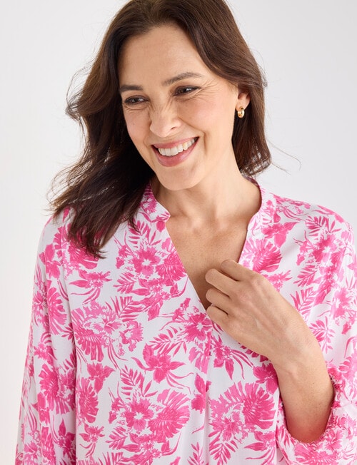 Ella J Longline Top, Pink Leaf product photo View 04 L