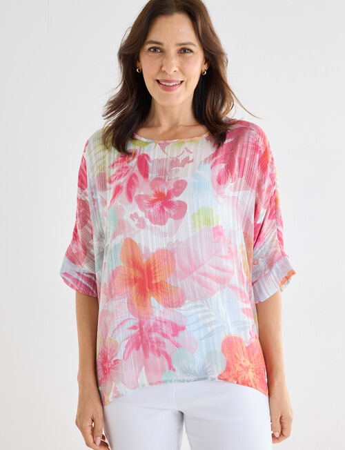 Ella J Drapey Top, Pink Print product photo View 06 L