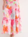 Ella J Shirred Waist Skirt, Pink Print product photo View 05 S