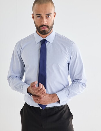 Laidlaw + Leeds Micro Check Long Sleeve Shirt, White product photo