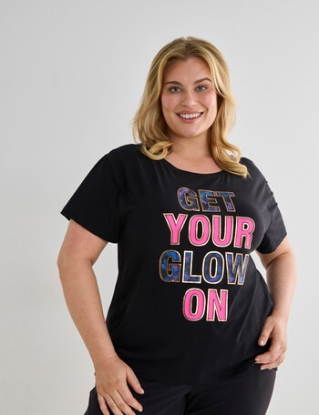Superfit Curve Get Your Glow On Printed Tee, Black product photo
