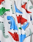 Teeny Weeny Dinos Stretch Cotton Sleepsuit, White product photo View 02 S