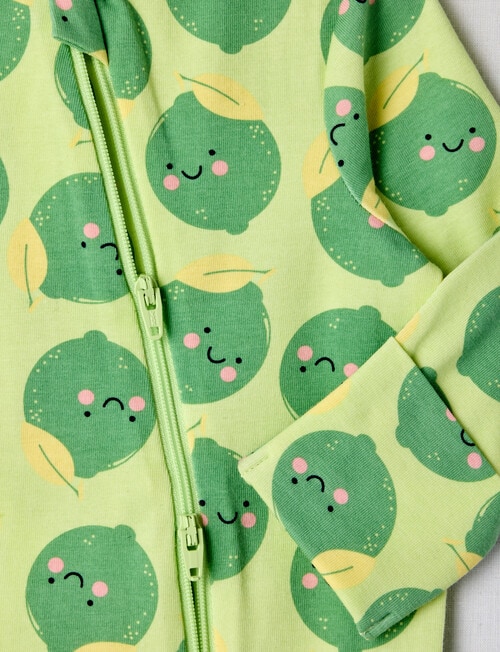 Teeny Weeny Limes Stretch Cotton Sleepsuit, Green product photo View 02 L