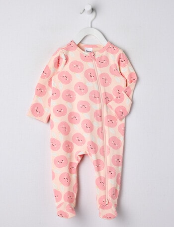 Teeny Weeny Apples Stretch Cotton Sleepsuit, Peach product photo