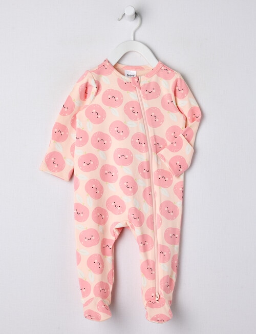 Teeny Weeny Apples Stretch Cotton Sleepsuit, Peach product photo