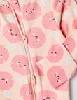 Teeny Weeny Apples Stretch Cotton Sleepsuit, Peach product photo View 02 S