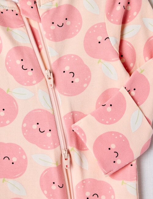 Teeny Weeny Apples Stretch Cotton Sleepsuit, Peach product photo View 02 L
