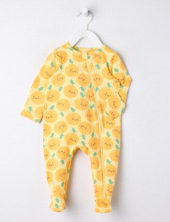 Teeny Weeny Oranges Stretch Cotton Sleepsuit, Orange product photo