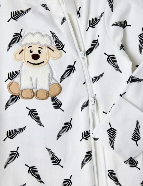 Teeny Weeny Sheep Stretch Cotton Sleepsuit, White product photo View 02 L
