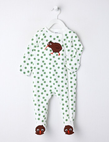 Teeny Weeny Kiwi Stretch Cotton Sleepsuit, White product photo