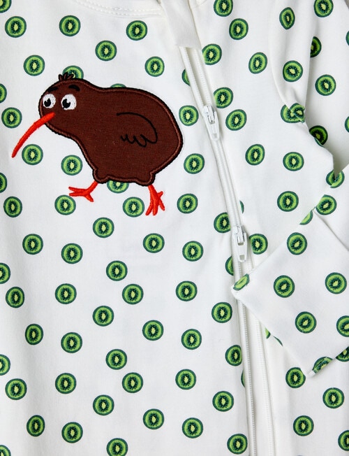 Teeny Weeny Kiwi Stretch Cotton Sleepsuit, White product photo View 02 L