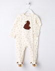 Teeny Weeny Bear Stretch Cotton Sleepsuit, Beige product photo