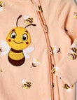 Teeny Weeny Bee Stretch Cotton Sleepsuit, Peach product photo View 02 S