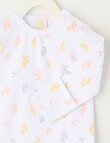 Little Bundle Stretch Cotton Essentials Leaf Long-Sleeve Bodysuit, White product photo View 02 S