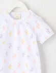 Little Bundle Stretch Cotton Essentials Leaves Short-Sleeve Bodysuit, White product photo View 02 S