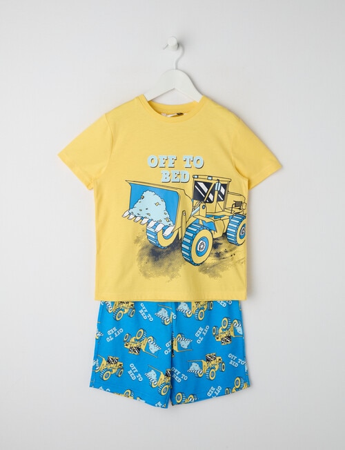 Sleep Mode Digger, Short PJ Set, Yellow & Blue, 2-8 product photo
