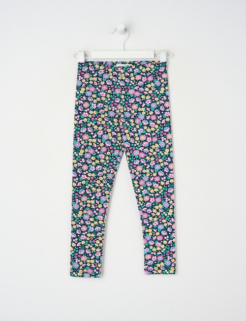 Mac & Ellie Strawberry Floral Full Length Legging, Navy product photo
