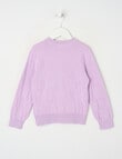 Mac & Ellie Embroidered Fruit Checker Knit Cardigan, Lilac product photo View 02 S