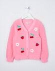 Mac & Ellie Crochet Fruit Cardigan, Candy Pink product photo