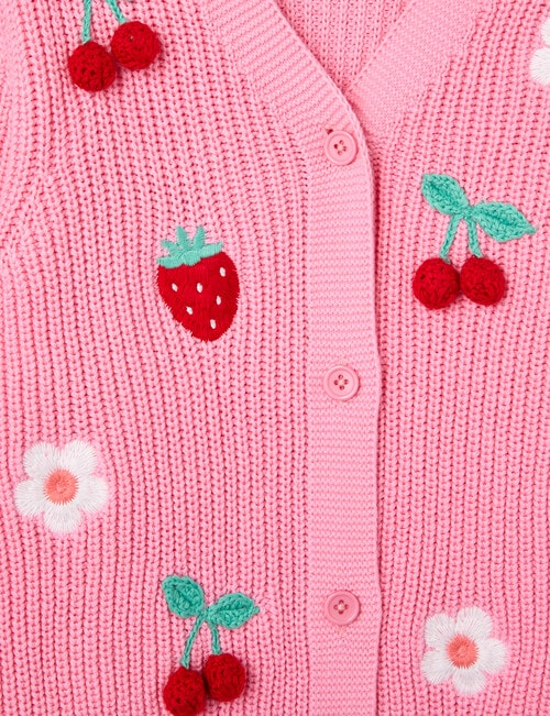 Mac & Ellie Crochet Fruit Cardigan, Candy Pink product photo View 02 L