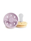 FRIGG Moon Silicone Pacifier, Purple & Yellow, 6-18m, 2-Pack product photo