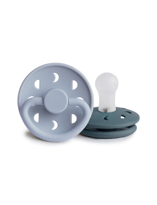FRIGG Moon Silicone Pacifier, Blue, 0-6m, 2-Pack product photo View 02 L