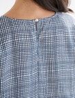 Ella J Linen Shell Top, Navy Check product photo View 05 S
