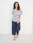 Ella J Linen Shell Top, Navy Print product photo View 03 S
