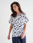 Ella J Linen Shell Top, Navy Print product photo View 04 S