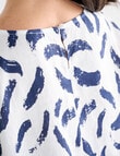 Ella J Linen Shell Top, Navy Print product photo View 05 S