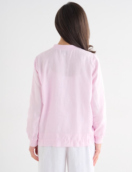 Ella J Linen Zip Jacket, Pale Pink product photo View 02 L