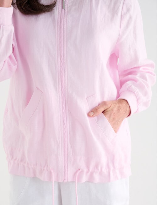 Ella J Linen Zip Jacket, Pale Pink product photo View 05 L