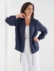 Ella J Linen Zip Jacket, Navy Stripe product photo