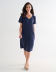 Ella J Linen V-Neck Dress, Navy product photo View 03 S