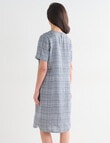 Ella J Linen Shift Dress, Navy Check product photo View 02 S