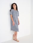 Ella J Linen Shift Dress, Navy Check product photo View 03 S