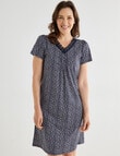 Ruby & Bloom Print V-Neck Nightie, Navy, 10-26 product photo