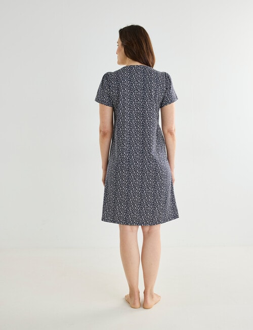 Ruby & Bloom Print V-Neck Nightie, Navy, 10-26 product photo View 02 L