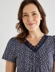 Ruby & Bloom Print V-Neck Nightie, Navy, 10-26 product photo View 04 S