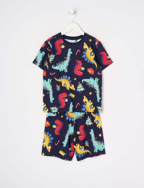 Sleep Mode Xmas Dino Short PJ Set, 2-8, Navy product photo