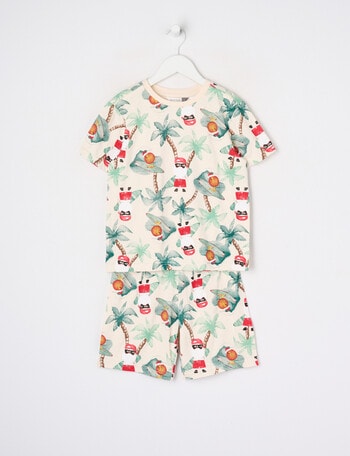 Sleep Mode Xmas Kiwi Short PJ Set 2-8, Cream product photo