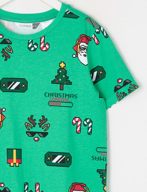 Sleep Mode Xmas Gamer Short PJ Set, 2-8, Green product photo View 02 L