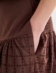 Mineral Sabina Broderie Midi Skirt, Chocolate product photo View 04 S