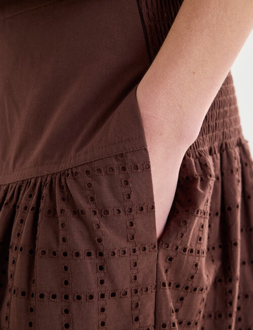 Mineral Sabina Broderie Midi Skirt, Chocolate product photo View 04 L