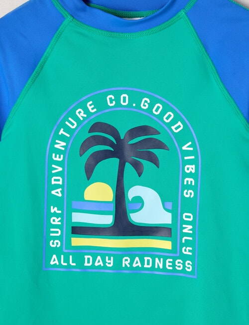 Wavetribe Palm Deco Short Sleeve Rash Top, Green product photo View 02 L