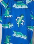 Wavetribe All Over Print Crocodile Short Sleeve Rash Top, Blue product photo View 02 S