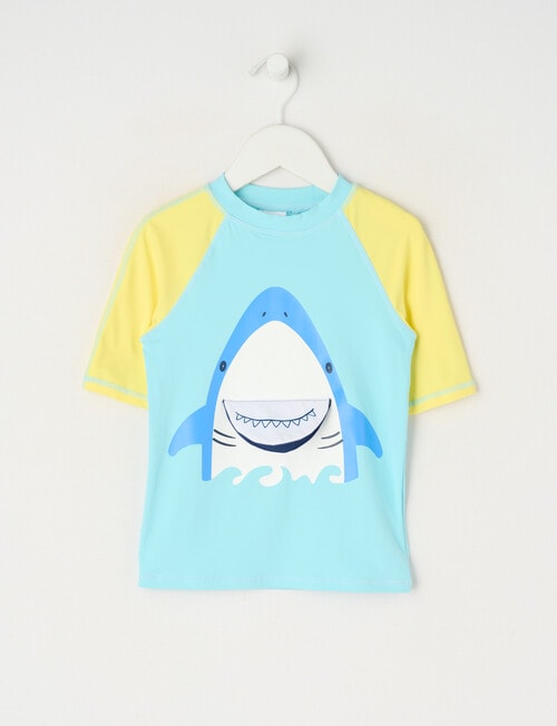 Wavetribe Shark Short Sleeve Rash Top, Sky product photo