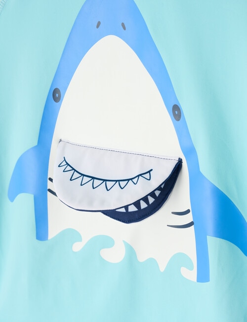 Wavetribe Shark Short Sleeve Rash Top, Sky product photo View 02 L