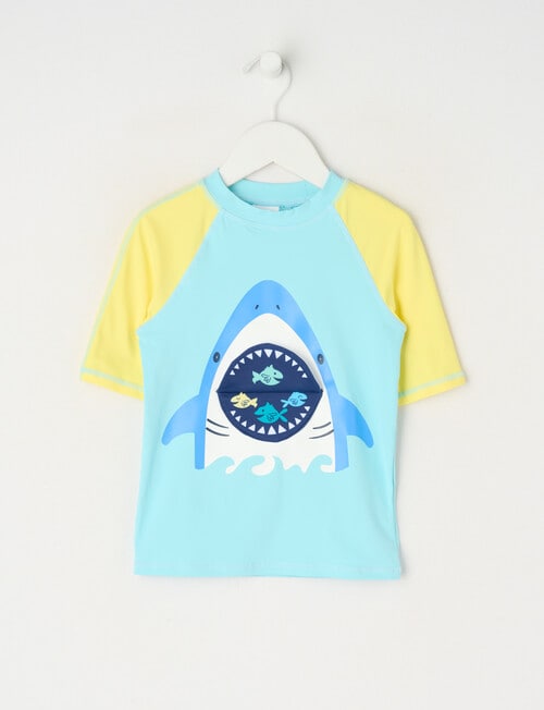 Wavetribe Shark Short Sleeve Rash Top, Sky product photo View 03 L