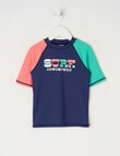 Wavetribe Colour Block Short Sleeve Rash Top, Navy product photo